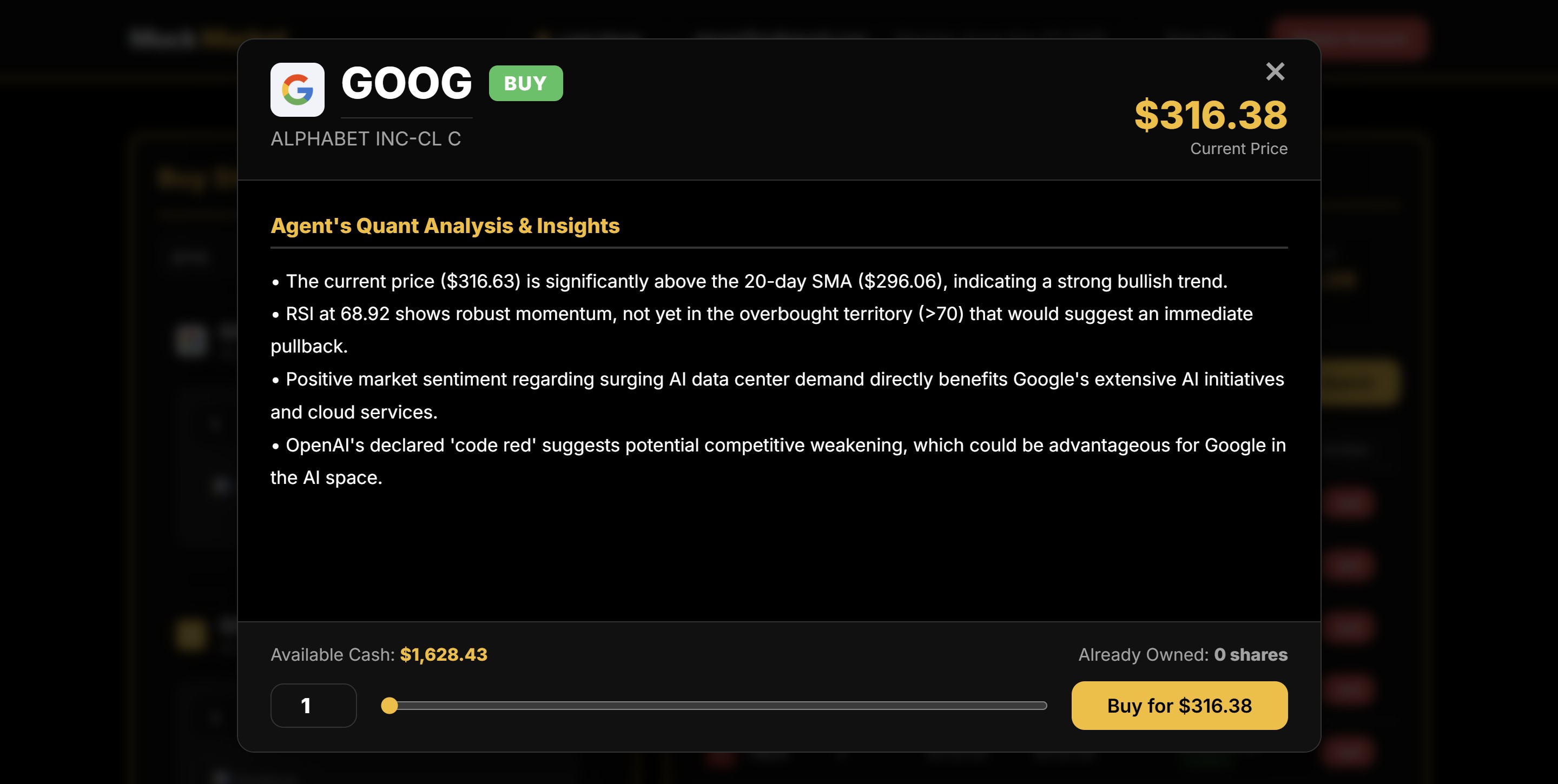 Mock Market Analysis View